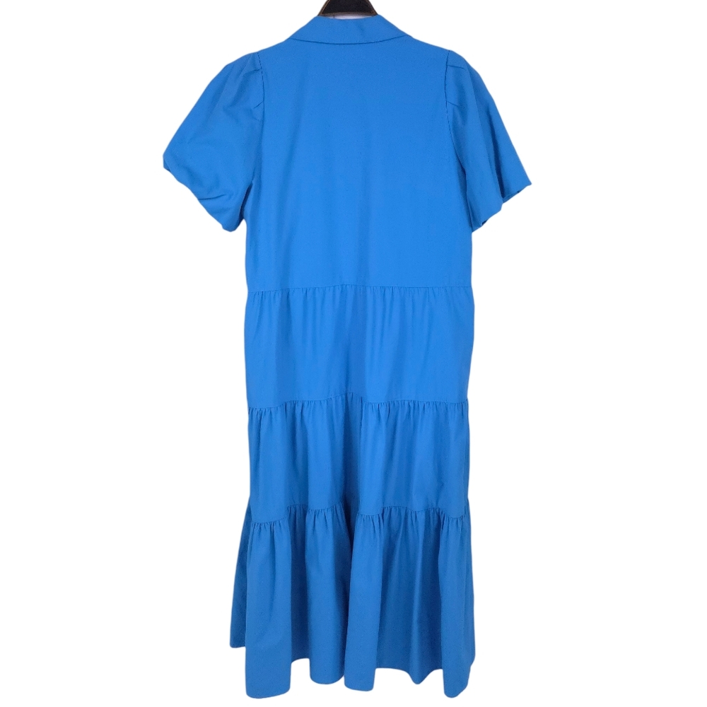 Brochu Walker Vivid Sky Blue Midi Sundress with Notched Collar and Short Sleeves - Picture 7 of 12